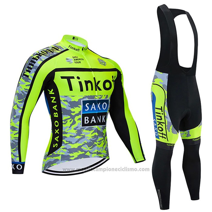 2021 Abbigliamento Ciclismo Tinkoff Giallo Manica Lunga e Salopette